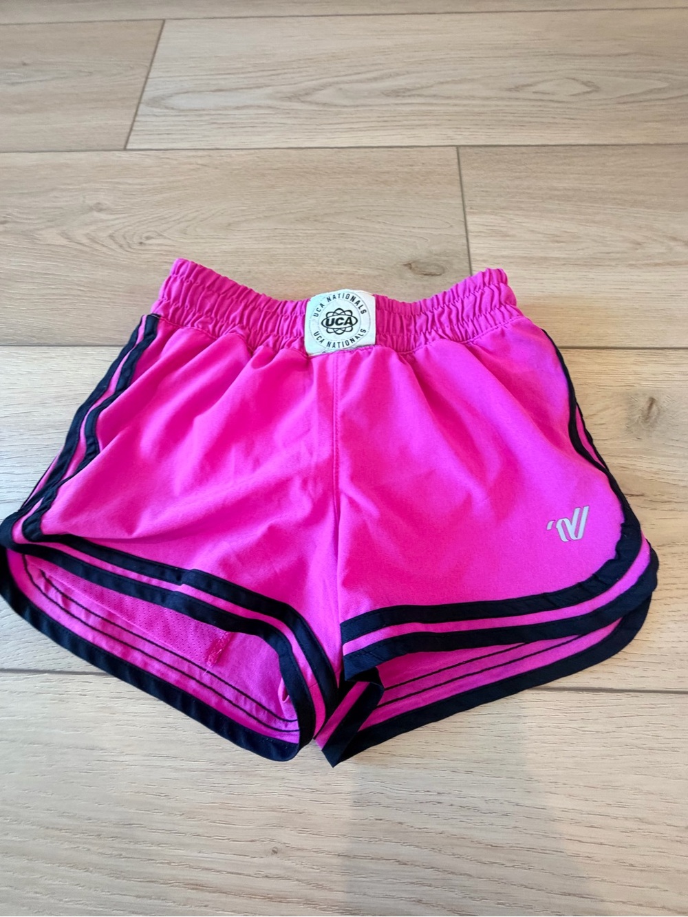 Varsity Hot Pink Athletic Shorts with Black Trim